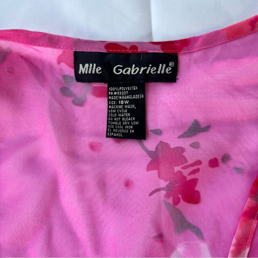 Y2K Mlle Gabrielle Pink Sheer Tie Front Blouse - Picture 2 of 4